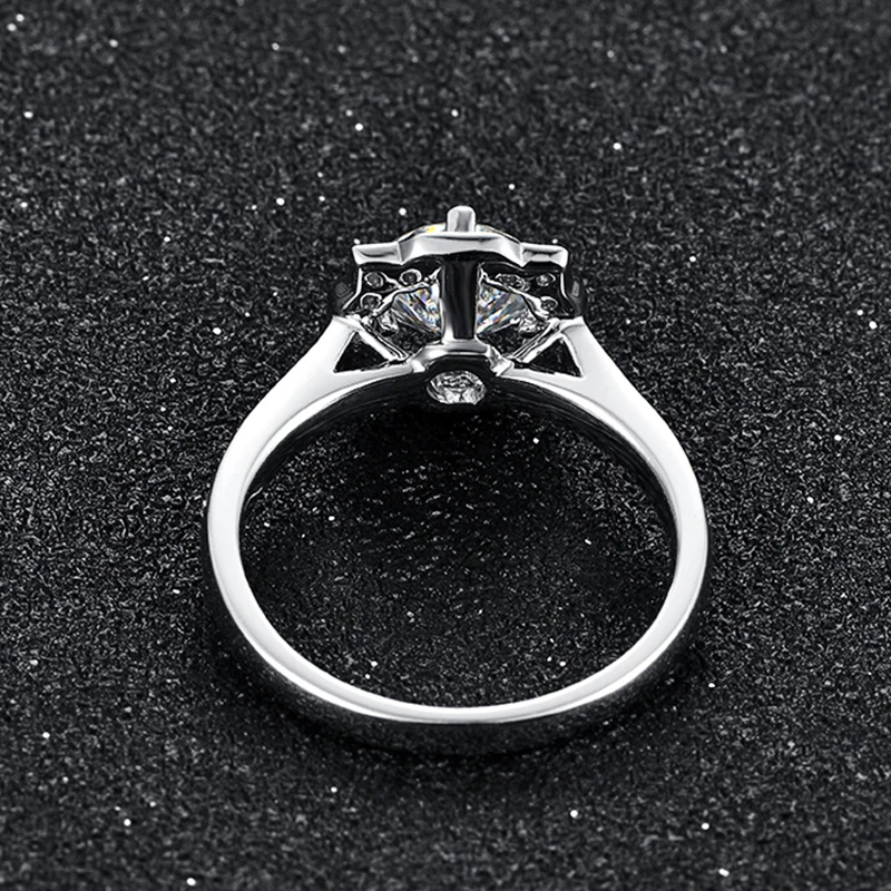 The Genevieve Floral Halo — 1.0ct Round Moissanite Engagement Ring in 925 Sterling Silver - Alternate Angle