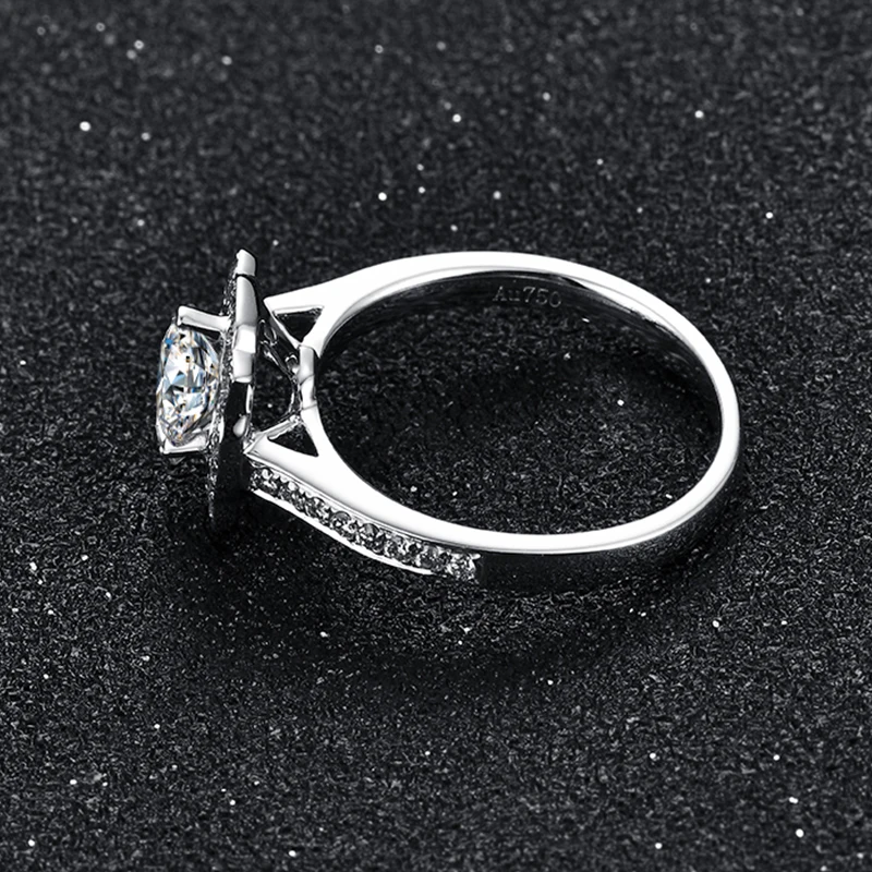 The Genevieve Floral Halo — 1.0ct Round Moissanite Engagement Ring in 925 Sterling Silver - Alternate Angle
