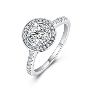 1.0ct Round Brilliant Moissanite Engagement Ring in Solid 925 Sterling Silver - The Luminary Solitaire (GRA Certified D Color VVS1)
