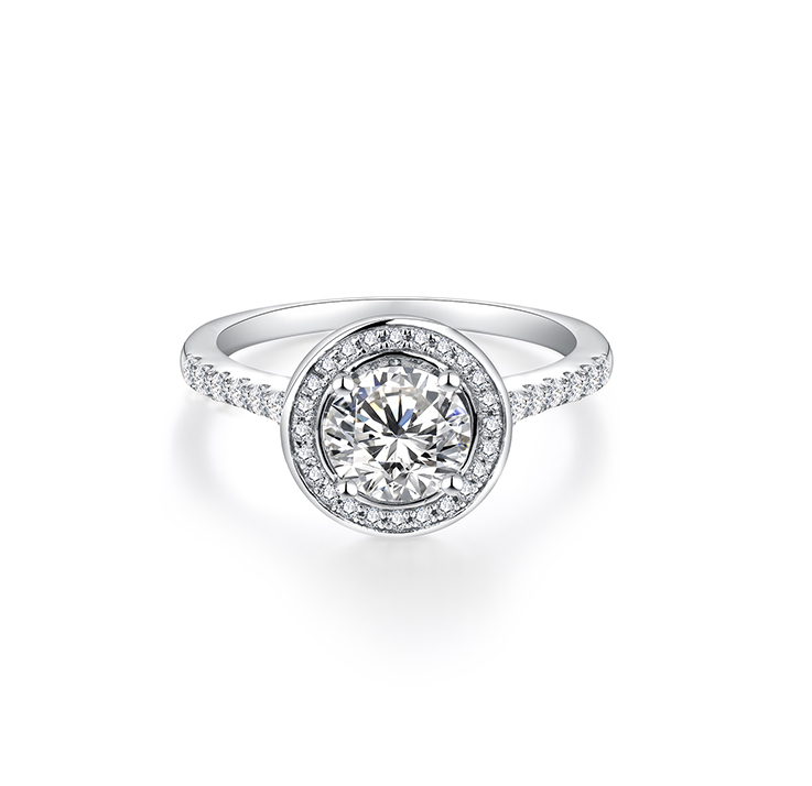 The Luminary Solitaire — 1.0ct Round Moissanite Ring in 925 Sterling Silver - Alternate Angle