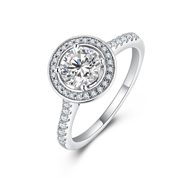 The Luminary Solitaire — 1.0ct Round Moissanite Ring in 925 Sterling Silver - Alternate Angle