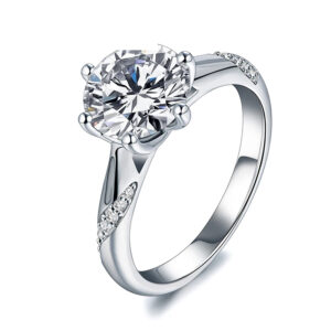 2.0ct Round Moissanite 6-Prong Tulip Solitaire Engagement Ring in 925 Sterling Silver - The Rosalie (GRA Certified D VVS1)