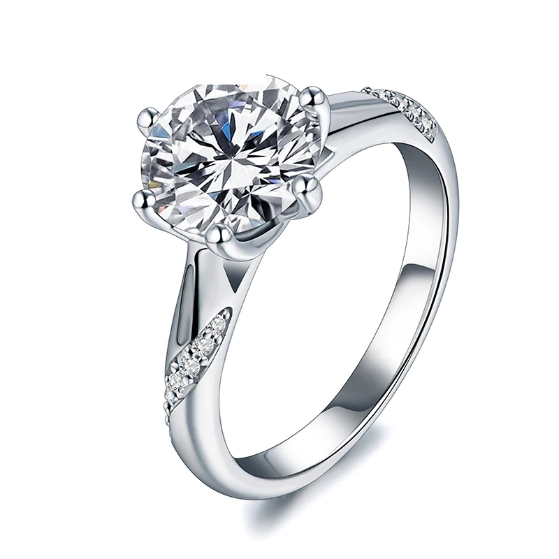 The Rosalie Tulip Solitaire — 2.0ct Round Moissanite Engagement Ring in 925 Sterling Silver