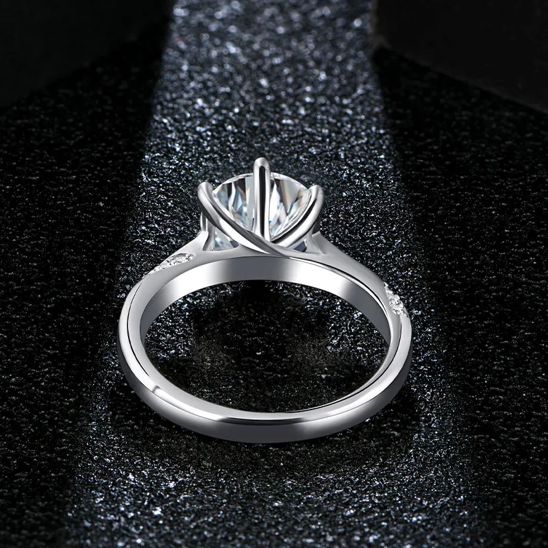 The Rosalie Tulip Solitaire — 2.0ct Round Moissanite Engagement Ring in 925 Sterling Silver - Alternate Angle