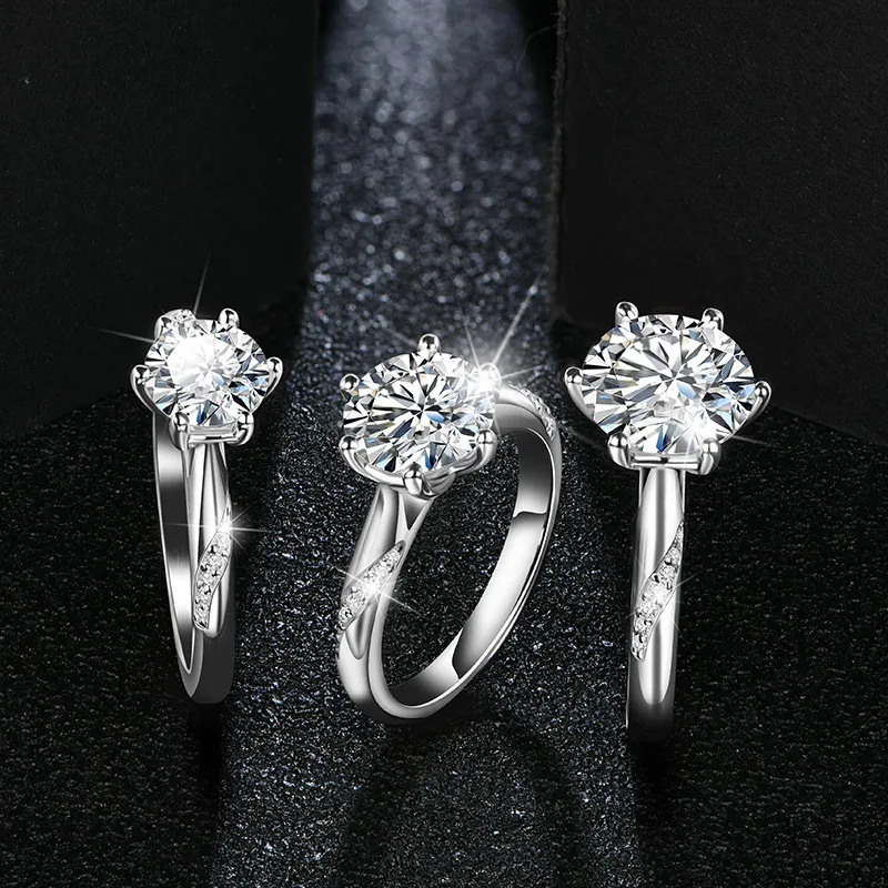 The Rosalie Tulip Solitaire — 2.0ct Round Moissanite Engagement Ring in 925 Sterling Silver - Alternate Angle