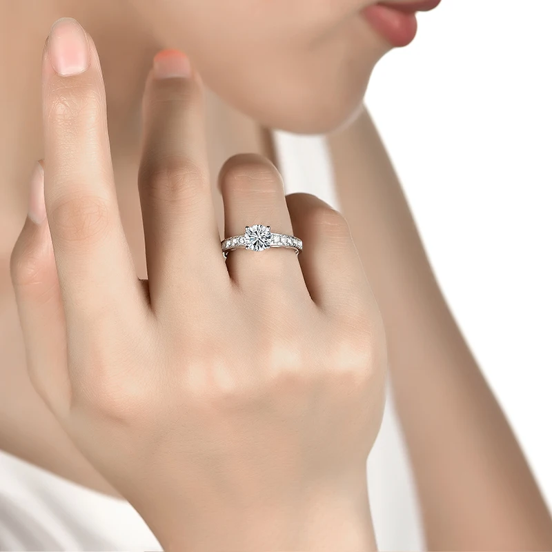 The Vivienne Cathedral — 1.0ct Channel-Set Moissanite Engagement Ring in 925 Sterling Silver - Alternate Angle