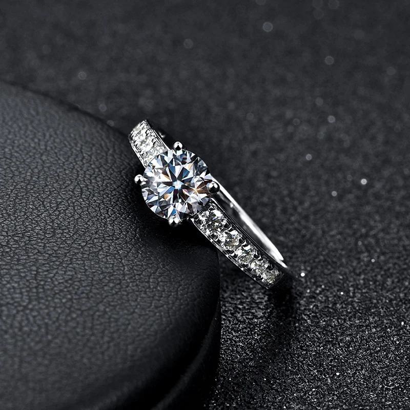 The Vivienne Cathedral — 1.0ct Channel-Set Moissanite Engagement Ring in 925 Sterling Silver - Alternate Angle