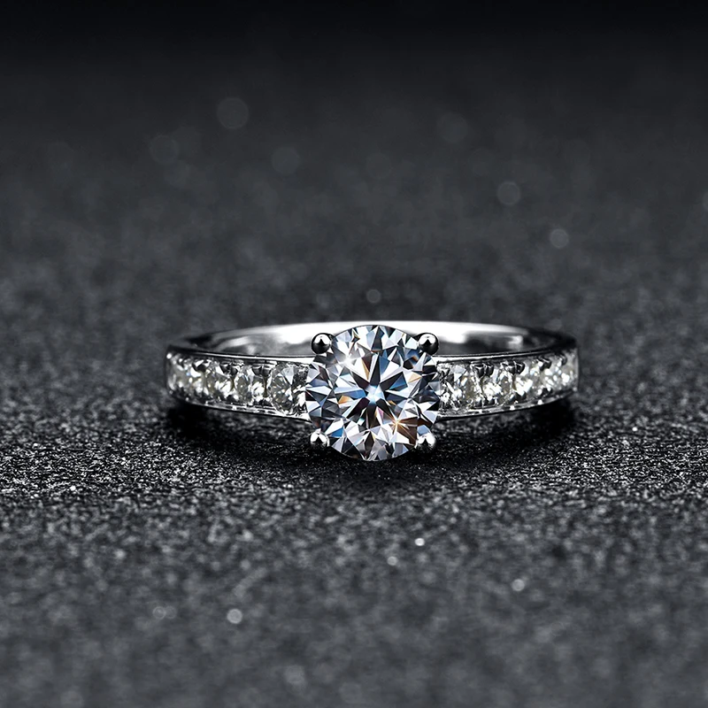 The Vivienne Cathedral — 1.0ct Channel-Set Moissanite Engagement Ring in 925 Sterling Silver - Alternate Angle